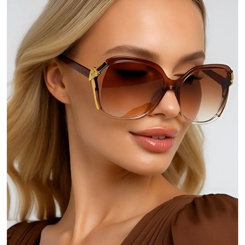 Oversized Square Sunglasses Women Brown Gradient Lenses Trendy XL Fashion Gafas